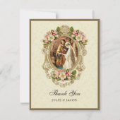 ヴィンテージ・結婚カトリックさくらんぼが宗教を花開く サンキューカード (正面)