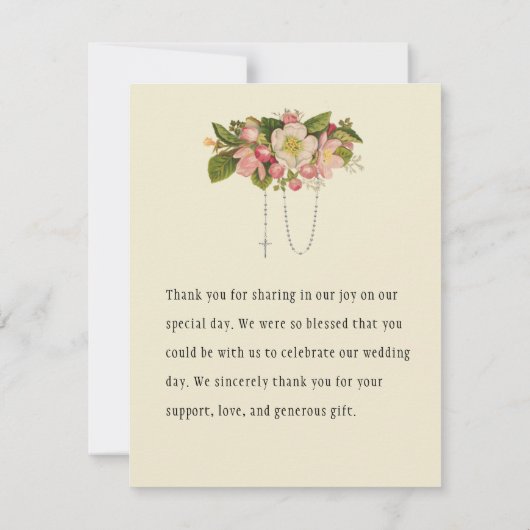ヴィンテージ・結婚カトリックさくらんぼが宗教を花開く サンキューカード (裏面)