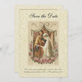 ヴィンテージ・結婚カトリックさくらんぼが宗教を花開く セーブザデート (正面/裏面)