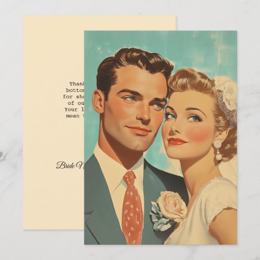 ヴィンテージ 結婚生活の幸せ 招待状 (正面/裏面)