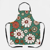 ヴィンテージ（緑の背景の花） エプロン (正面)