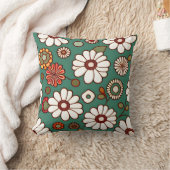 ヴィンテージ（緑の背景の花） クッション (ブランケット)