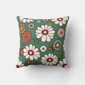 ヴィンテージ（緑の背景の花） クッション (裏面)