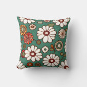 ヴィンテージ（緑の背景の花） クッション (正面)
