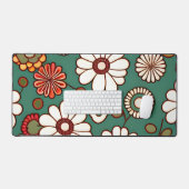 ヴィンテージ（緑の背景の花） デスクマット (キーボード&マウス)