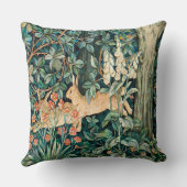ヴィンテージ「緑」 – 木の花とウサギ クッション (裏面)
