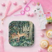 ヴィンテージ「緑」 – 木の花とウサギ ペーパープレート (パーティー)