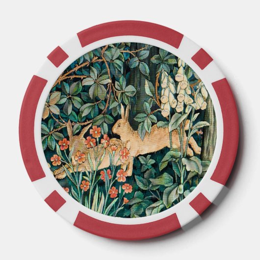 ヴィンテージ「緑」 – 木の花とウサギ ポーカーチップ (裏面)