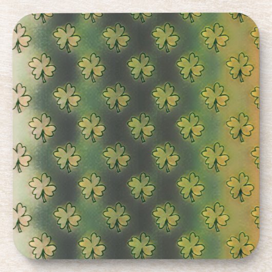 ヴィンテージ 緑、灰色、オレンジ色のシャムロック セントパトリック コースター (正面)