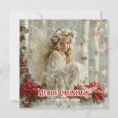 ヴィンテージ 美しい天使 編集可能 クリスマスグリーティング シーズンカード (正面)
