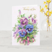 ヴィンテージ-考えるパンジーの花束 カード (黄色い花)