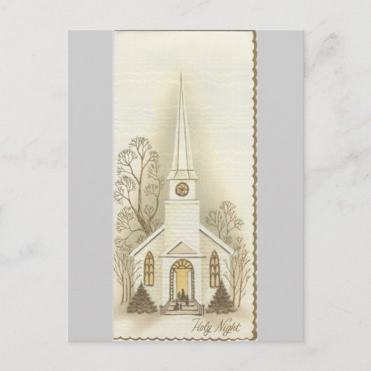 ヴィンテージ「聖なる夜」クリスマスカード シーズンポストカード (正面)