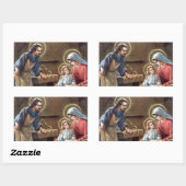 ヴィンテージ，聖なる家族，イエス・キリスト，ヨセフ，マリア 長方形シール (シート)