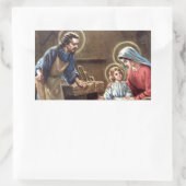 ヴィンテージ，聖なる家族，イエス・キリスト，ヨセフ，マリア 長方形シール (バッグ)