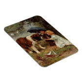 ヴィンテージ – 聖ベルナール犬と出会う子供たち マグネット (右側)