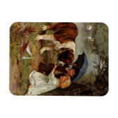 ヴィンテージ – 聖ベルナール犬と出会う子供たち マグネット (横)