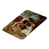 ヴィンテージ – 聖ベルナール犬と出会う子供たち マグネット (左側)