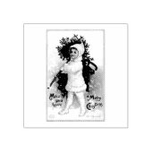 ヴィンテージ「聖降誕祭お目出度う」木工品スタンプ ラバースタンプ (インプリント)