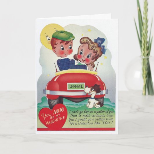 ヴィンテージ-自動車私のバレンタインはです、 シーズンカード (正面)