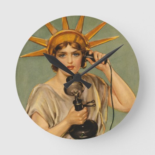 ヴィンテージ 自由の女神像、第一次世界大戦 愛国 戦争広告 ラウンド壁時計 (正面)