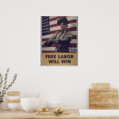 ヴィンテージ「自由労働者は軸を倒す」プロパガンダ ポスター (キッチン)