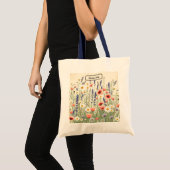 ヴィンテージ・芍薬の植物学的なブルー・エステティックアート トートバッグ (正面(商品))