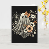 ヴィンテージ 花の幽霊 ハロウィン カード (黄色い花)