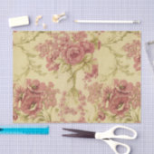 ヴィンテージ、花柄、珊瑚、ピンク、バラ、かわいいぼろぼろの上品e 薄葉紙 (クラフト)