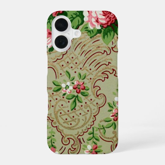 ヴィンテージ 花柄 iPhone 16ケース (裏面)