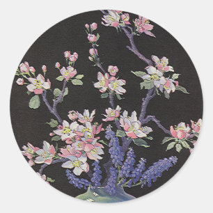 ヴィンテージ 花瓶の桜の花 ラウンドシール