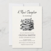 ヴィンテージ（花、白黒） 招待状 (正面)