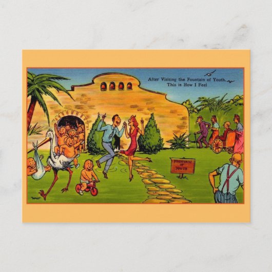 ヴィンテージ 若返りの泉 旅行 ポストカード (正面)