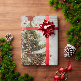 ヴィンテージ、葉オーナメントクリスマス ラッピングペーパー