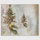 ヴィンテージ、葉オーナメントクリスマス ラッピングペーパー (フラット)