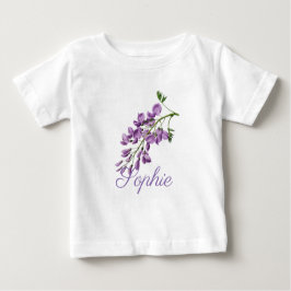 ヴィンテージ/藤ビクトリアンの花のパーソナライズ ベビーTシャツ