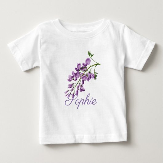 ヴィンテージ/藤ビクトリアンの花のパーソナライズ ベビーTシャツ (正面)