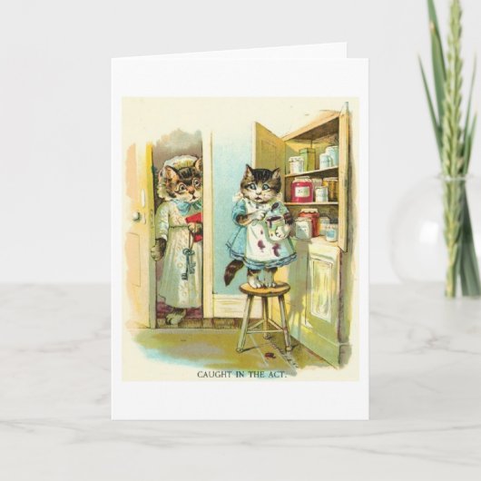 ヴィンテージ-行為でつかまえられる子猫 カード (正面)