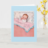 ヴィンテージ-誇りを持った新生児ボーイの親 カード (黄色い花)