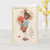 ヴィンテージ – 誕生日おめでとう。 カード (黄色い花)