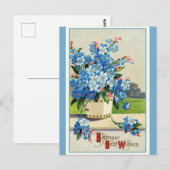 ヴィンテージ 誕生日おめでとう レトロ フラワー ポストカード (正面/裏面)