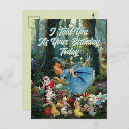 ヴィンテージ 誕生日 犬の女の子 レトロ | ポストカード (正面/裏面)