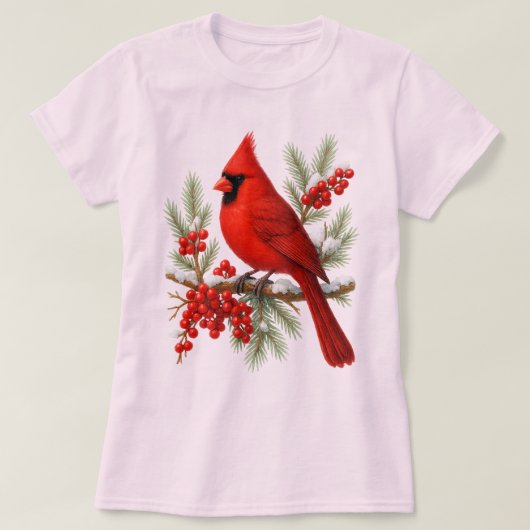 ヴィンテージ 赤いカルガモ | クラシックな冬の鳥 Tシャツ (デザイン正面)