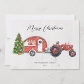 ヴィンテージ 赤いトラクター キャンパー クリスマス ノンフォト (正面)