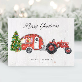 ヴィンテージ 赤いトラクター キャンパー クリスマス ノンフォト