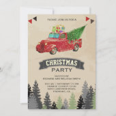 ヴィンテージ 赤いトラックのクリスマスパーティー 招待状 (正面)