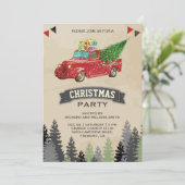 ヴィンテージ 赤いトラックのクリスマスパーティー 招待状 (スタンド正面)