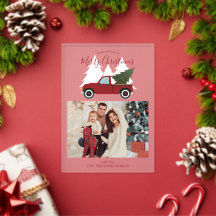 ヴィンテージ 赤いトラック クリスマス 写真