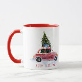 ヴィンテージ 赤い車 クリスマスマグ マグカップ (左)