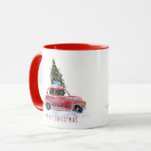 ヴィンテージ 赤い車 クリスマスマグ マグカップ (正面左)