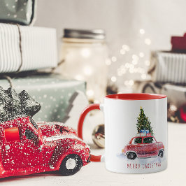 ヴィンテージ 赤い車 クリスマスマグ マグカップ